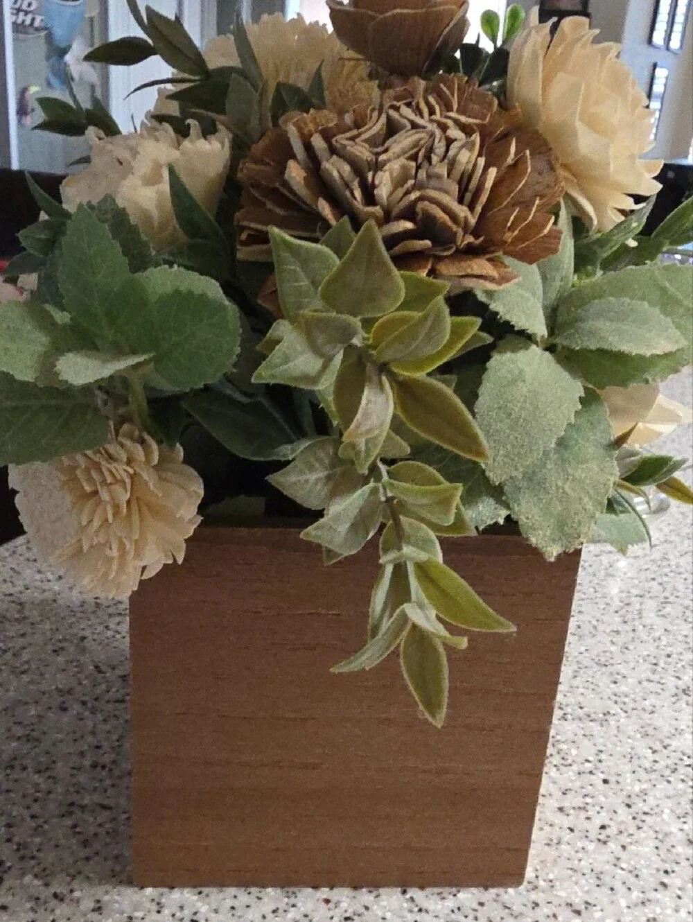 Neutral Cream and Green Artificial Floral Arrangement - Home Accents